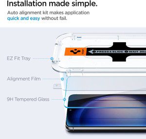 SPIGEN EZ Fit Glas.Tr Slim Screen Protector Designed for Samsung Galaxy S23 plus (2023) Auto Alignment Kit Premium Tempered Glass [2-Pack] – Clear