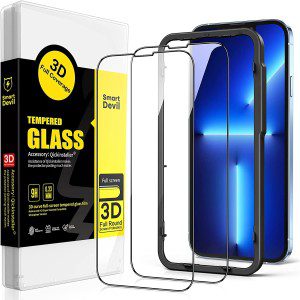 Smartdevil Screen Protector for Iphone 14 and Iphone 13/13 Pro【Full Coverage】【Case Friendly】Tempered Glass Film with Installation Tool, High Definition,9H Hardness Shockproof, Anti-Scratch -2 Pack