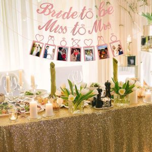 Yessmi,Bride to Be Banner and Photo Banner,Glitter Miss to Mrs Banner Rose Gold Bridal Shower,Rose Gold Bachelorette Party Banner,Bachelorette Banner,Rose Gold Glitter Bride to Be Banner,Miss to Mrs Banner