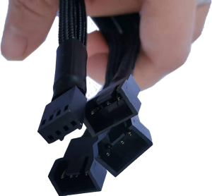 Yiyuan 4 Pin PWM Fan Splitter Cable 1 to 3 Ways Splitter Black Sleeved Extension Cable for Computer CPU Case Fan Sleeved Power Cable