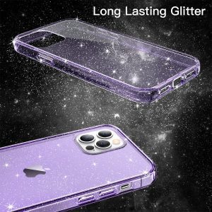 Jetech Glitter Case for Iphone 12/12 Pro, 6.1-Inch, Bling Sparkle Shockproof Phone Bumper Cover, Cute Sparkly for Women and Girls (Light Purple)