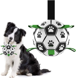 Dog Ball Dog Soccer Ball with Grab Tabs Interactive Dog Toys Herding Ball for Dogs Rubber Ball Dog Balls for Small & Medium Dogs Jolly Balls for Dogs