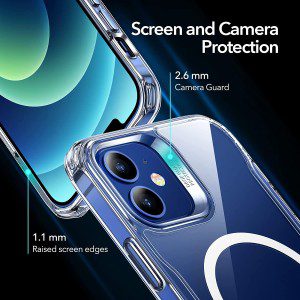 ESR for Iphone 12 Case/Iphone 12 Pro Case, Compatible with Magsafe, Scratch-Resistant Back, Grippy Protective Frame, Magnetic Case for Iphone 12/12 Pro, Sidekick Hybrid Case (Halolock), Clear