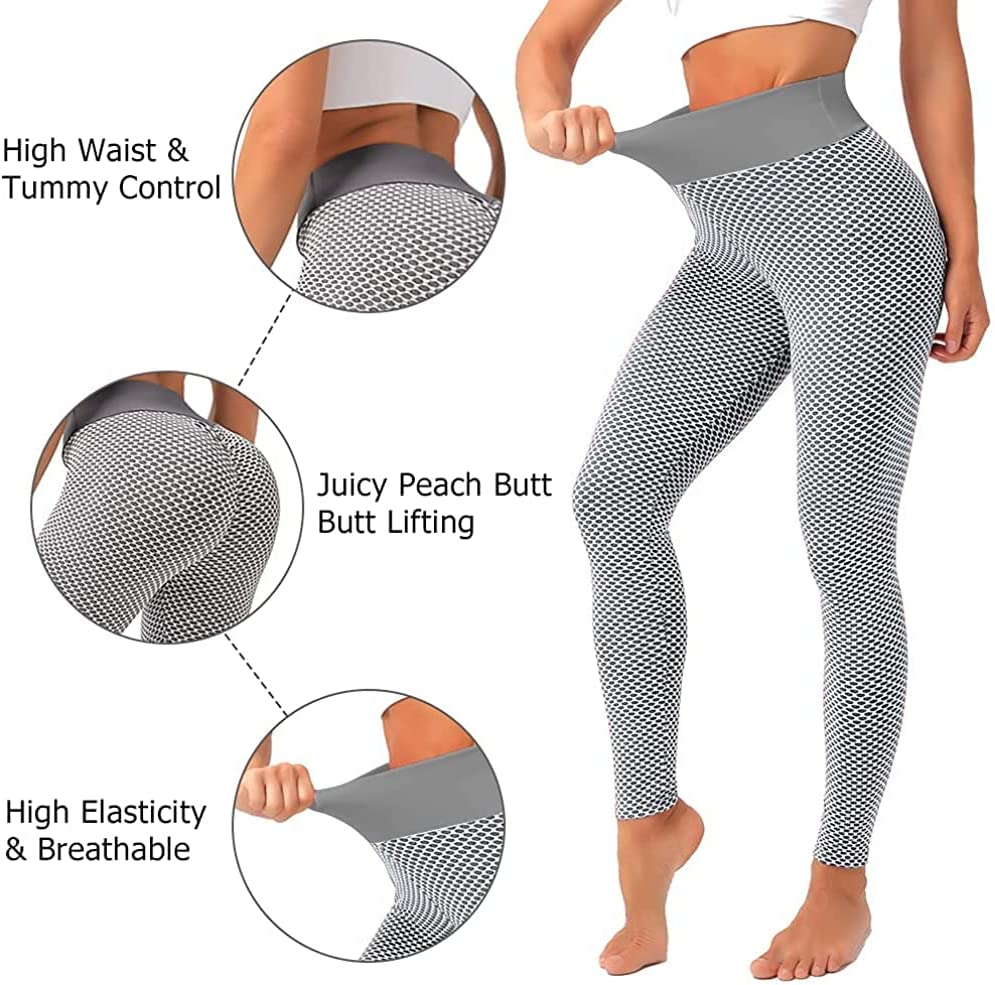 Booty Yoga Pants Women Tiktok Butt Leggings Ruched Scrunch Butt Lifting  Anti Cellulite Textured Peach Lift Leggings 