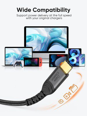 Short USB C to USB C Cable 60W Fast Charging, 2 Pack 1FT Cablecreation Type C Cable Double-Braided Exterior Compatible with Galaxy S22 Ultra/S22/S21/ S20/ Note 10, Ipad Mini 6, Ipad Pro 2020, Pixel