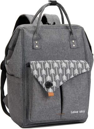 Lekesky Laptop Rucksack 15.6 Inch Computer Backpack School Bag for Travel/Business/College/Women/Men Grey