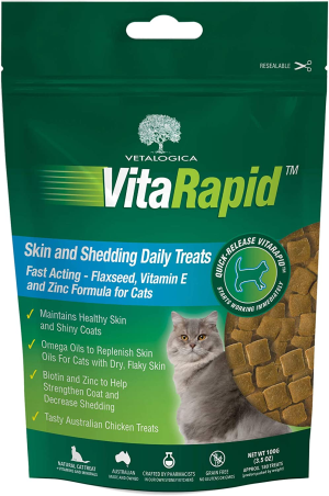 Vetalogica Vitarapid Skin & Shedding Daily Treats for Cats 100G