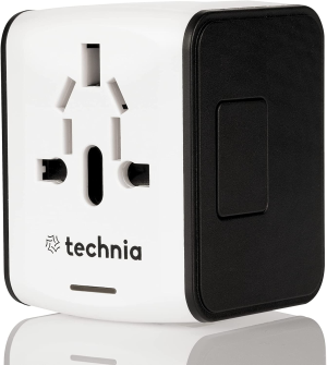 TECHNIA All in One Universal Travel Adapter Plug Universal Travel Adapter, Smart Plug International Travel Adapter with USB Type-C Wall Charger UK/EU/US/AU. Portable Multiple Device Charging. White