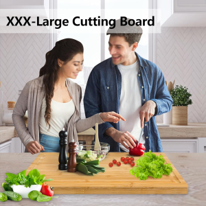 Utoplike Extra Large XXXL Bamboo Cutting Board 61Cm X 40.5Cm (24” X16”), Largest Wooden Butcher Block for Turkey, Meat, Vegetables, BBQ, over the Sink Chopping Board with Handle and Juice Groove