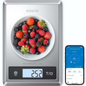 RENPHO Digital Food Scale, Kitchen Scale for Baking, Cooking and Coffee with Nutritional Calculator for Keto, Macro, Calorie and Weight Loss with Smartphone App, Stainless Steel