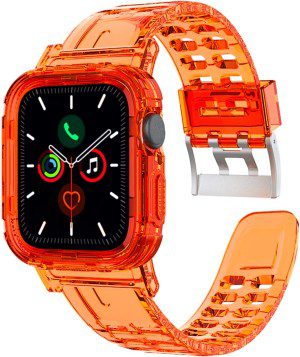 ZUSLAB Iwatch Bumper Case Band Strap for Apple Watch Series 6/5/4/3/2/1/SE 42Mm 44Mm – Orange