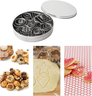 24-Piece Stainless Steel Mini Geometric Shaped Cookie Biscuit Cutter Set Square Heart Triangle round Flower Star Baking Molds to Cut Out Pastries, Dough, Pie Crust,Fruit,Fondant & Clay (Hexagon)