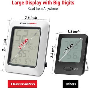 ThermoPro TP50 2 Pieces Digital Hygrometer Indoor Thermometer Room Thermometer and Humidity Gauge with Temperature Humidity Monitor