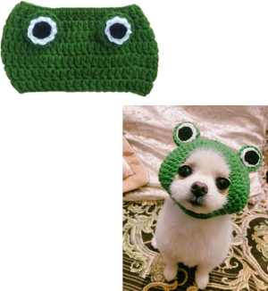 KRISMYA Pet Costume Hat/Cosplay Cap,Cat Dog Hats Handmade Knitted Woolen Yarn Cute Cartoon Frog Hat for Pet Kitten Puppy Birthday Christmas and Halloween