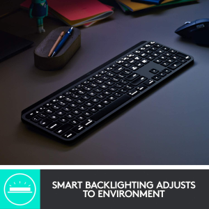 Logitech MX Keys Advanced Wireless Illuminated Keyboard for Mac, Backlit LED Keys, Bluetooth,Usb-C, Macbook Pro,Macbook Air,Imac, Ipad Compatible, Metal Build