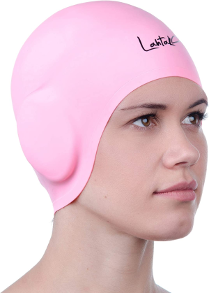 Swim Caps Ear Protection 3D – Swimming Cap for Women Men – Silicone Swim Cap Waterproof – Fits Long Hair & Short – Adult Swim Cap – Youth Swim Cap – Swim Hats