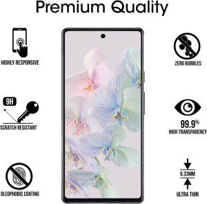 (3+2 Pack) Amfilm 3Pack Tempered Glass Screen Protector for Google Pixel 6A -5G(2022), with 2 Pack Camera Lens Protector, 0.33Mm Thickness, HD Clear, Anti-Scratch Bubbles-Free