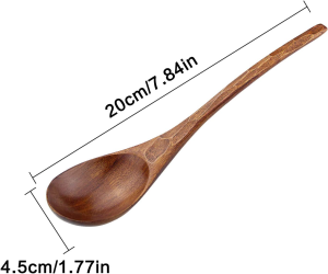 Wooden Spoon, 6-Pack Japanese Nanmu Long Handle Turtle Shell Pattern Handmade Spoon Rice Dessert Ramen Chocolate Cereal Cooking and Eating Table Spoon Kitchen Restaurant Utensils