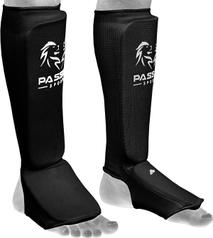 Passion Sports MMA Shin Instep Thick Padded Guard – Shin Instep Guard (Pair) Elasticated-Cotton Ideal for Martial Arts, Boxing, Taekwondo and Karate