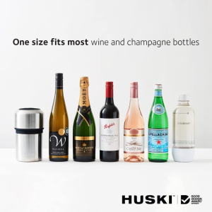 Huski Wine Cooler | Premium Iceless Wine Chiller | Keeps Wine Cold up to 6 Hours | Award Winning Design | New Wine Accessory | Fits Some Champagne Bottles | Perfect Gift for Wine Lovers (Champagne)