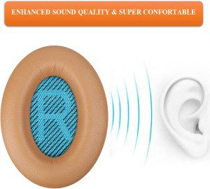 Jalpolat® Replacement Ear Pads Cushions for Bose Quiet Comfort 35 (QC35), Quietcomfort 35 II (QC35 II) Headphones, – Earpads Compatible with QC35 & 35 Ii / QC45 / QC25 / QC15 / QC2 / AE2 / Ae2I / AE2W / Soundlink & Soundtrue – Comfortable Memory Foam, Soft & Long Lasting (Khaki)