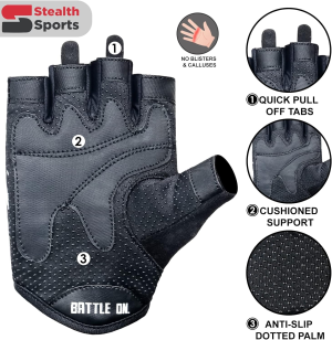 Stealth Sports Workout Gloves – Professional Weight Lifting Gloves for Men and Women – Foam Padding with Anti-Slip Gripper Gym Gloves – Breathable Lifting Gloves for Cycling, Gym, Fitness Training