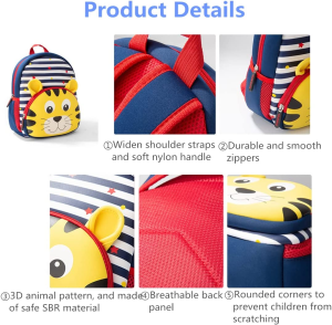 Stripe-Lion Small Toddler Backpack Bookbag Mini Baby Girls Boys Cartoon Animal Travel Carry Bag