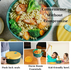 AI LOVE PEACE Microwave Ramen Bowl Set of 2 with Lid and Chopsticks, Portable Soup Bowl, Instant Noodle Cooker, Dishwasher Safe, BPA Free – Dorm Room Essentials for College Students, to Go Office