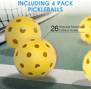 Pickleball Paddles 4 Pack, Pickleball Wood 4-Paddle Set with 4 Premium Rackets, 4 Pickleballs, 1 Mesh Carry Bag