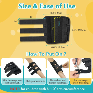 Elbow Splint Cubital Tunnel Brace Ulnar Berve Arm Immobilizer Pediatric Child Elbow Support for Tendonitis Radial Nerve Splint Night Brace Sleeping Elbow Stabilizer Arm Restraints (Small)