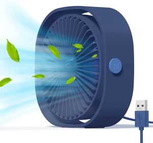 Simpeak Mini Usb Desk Fan Cooling Quiet Portable Blue USB Powered ONLY (No Battery), 3 Speed Setting 360° Adjustable Swivel for Home and Travel