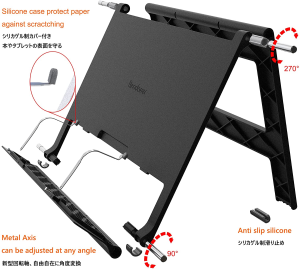 Readaeer Portable Book Holder 180° Adjustable Book Stand for Reading Textbook Cookbook Music Book Document (Black)