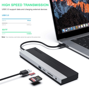 USB C Hub,Wavlink 12-In-1 Triple Display Type-C Adapter/Docking Station with 100W PD3.0 Charging, HDMI, Display Port and VGA, Ethernet and 2 USB 3.0 & 2 USB 2.0 Ports, for Windows/Mac and More