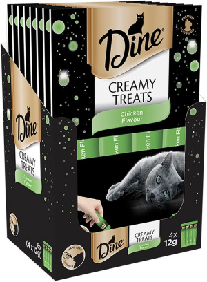 DINE Creamy Treats Cat Treats, Chicken Flavour, 32 x 12g Sachets (32 Sachets)