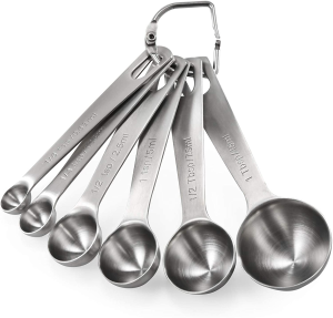 18/8 Stainless Steel Measuring Spoons: U-Taste Metal Measure Spoon Set of 6 Piece: 1/8 TSP, 1/4 TSP, 1/2 TSP, 1 TSP, 1/2 Tbsp & 1 Tbsp Dry and Liquid Ingredients, for Cooking Baking