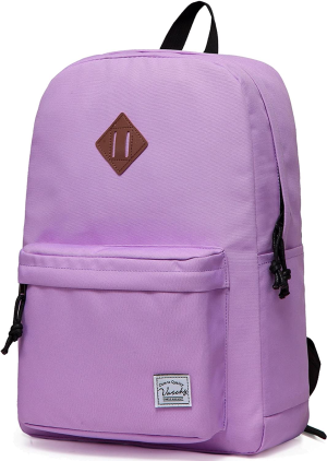 Vaschy Women Backpack,Classic Basic Waterproof Foldable Daypack for Sports and Traveling School Book Bag for Boys and Girls Pink