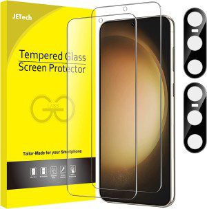 Jetech Screen Protector for Samsung Galaxy S23 5G 6.1-Inch with Camera Lens Protector, Tempered Glass Film, Fingerprint ID Compatible, HD Clear, 2-Pack Each