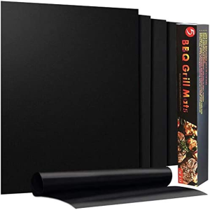 Luxerlife Grill Mat – Set of 5 Heavy Duty BBQ Grill Mats Non Stick, BBQ Grill & Baking Mats – Reusable, Easy to Clean – Works on Electric Grill Gas Charcoal BBQ – 15.75 X 13-Inch (Black)