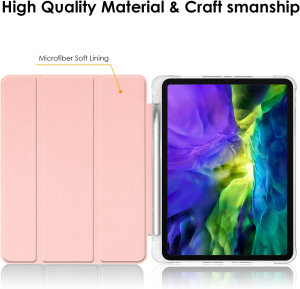 T Tersely Case Cover for New Ipad Air 5/4 (2022/2020 5Th/4Th Generation 10.9-Inch) with Pencil Holder,Slim Stand Hard Back Shell Smart Auto Sleep/Wakeup Cover (Pink)