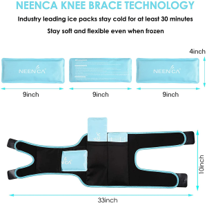 NEENCA Knee Brace with Ice Pack Wrap,Medical Grade Knee Support with 3 Reusable Cold/Hot Gel Pack,Injury and Pain Relief for Meniscus Tear,Joint Pain,Injury Recovery,Acl,Knee Surgery,Sprain & Swelling