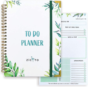 Simplified Greenery to Do List Notebook – Beautiful Daily Planner Easily Organizes Your Daily Tasks and Boosts Productivity – the Perfect Journal and Undated Office Supplies Notepad for Women