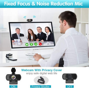 1080P Webcam,Live Streaming Web Camera with Stereo Microphone, Desktop or Laptop USB Webcam with 110 Degree View Angle, HD N5 Webcam for Video Calling, Recording, Conferencing, Streaming, Gaming