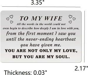 HAMYUTA to My Wife Card Gifts from Husband Stainless Steel Engraved Wallet Card I Love You Gifts for Wife Anniversary Valentines Day Card for Her Birthday Christmas Presents from Husband (Wife)