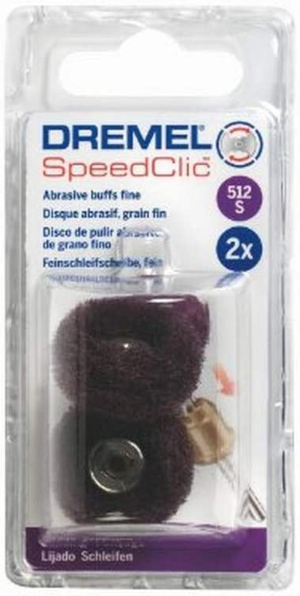 Dremel 512S EZ Speedclic Abrasive Buffs 2-Pack, 2 Finishing Buffs (25 Mm, Grit 320) for Cleaning and Light Sanding