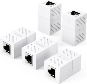 UGREEN RJ45 Connector Extender(5 Pack), Cat7 Cat6 Cat5E 8P8C LAN Ethernet Cable Adapter, RJ45 Coupler Adapter Ethernet Extender, Network Female to Female Ethernet Coupler with Thunder Protection