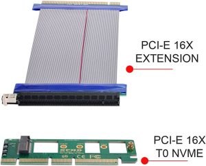 Xiwai NGFF M-Key NVME AHCI SSD to PCI-E 3.0 16X X16 Vertical Adapter with Cable Male to Female Extension