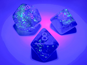 Chessex Gemini Luminary Dice Set 7 Polyhedral Dice Blue with Light Blue