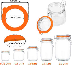 Silicone Replacement Gasket,Silicone Jar Gaskets Replacement, Airtight Rubber Seals Rings for Mason Jar Lids, Leak-Proof Canning Silicone Fitting Seals for Glass Clip Top Jars (Orange, 10Pcs)