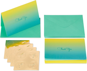 Papyrus Boxed Thank You Cards with Envelopes, Teal Ombre (16-Count) (5116835)