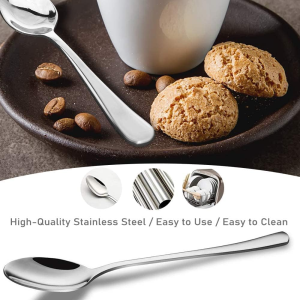 LGNTXDC 6-Piece Demitasse Espresso Spoons, 4-Inch Small Tea Spoon Premium Quality Stainless Steel Mini Tiny Little Coffee Teaspoon Scoop for Daily Use